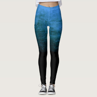 Black Ombré Distressed Texture - Blue Leggings