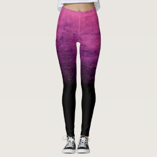 Black Ombré Distressed Texture - Pink Leggings
