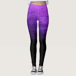 Black Ombré Distressed Texture - Purple Leggings