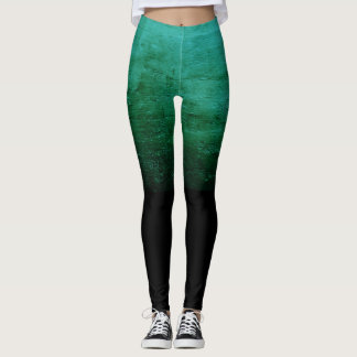 Black Ombré Distressed Texture - Teal Leggings