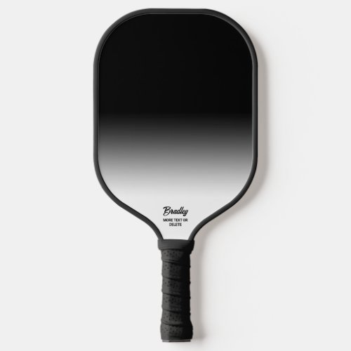 Black Ombre Gradient Custom Text Name Cool Pickleball Paddle