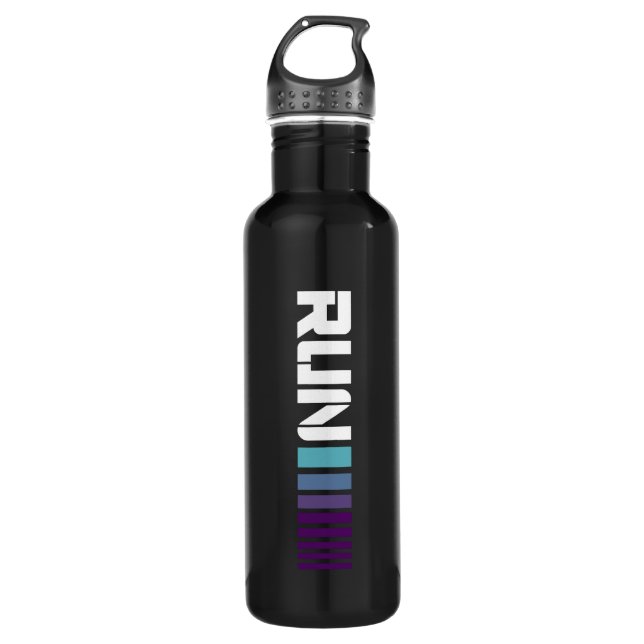 Black Ombré Run Active Sports Water Bottle (Front)