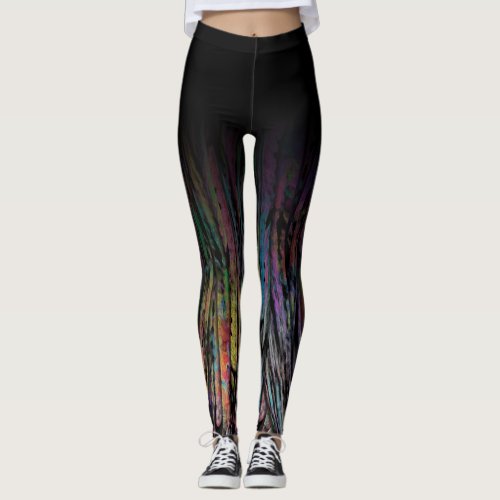 Black Ombre w Multicolored Funky Abstract Artsy Leggings