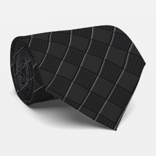 Black on Black Checkered Leather Skin style Tie