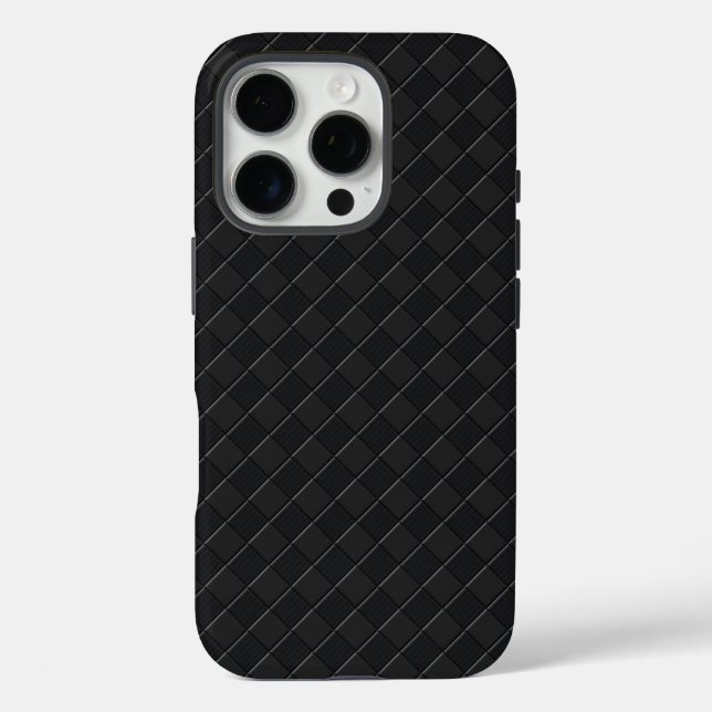 Black on Black Checkered Weave Leather Look Case-Mate iPhone Case (Back)