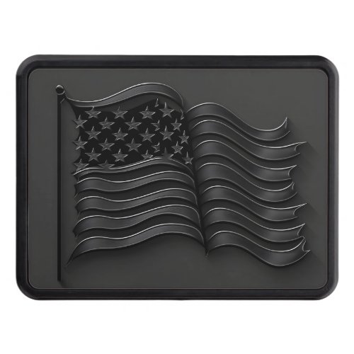 Black on black embossed American flag hitch cover