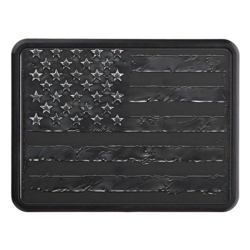 Black on black embossed American flag  Hitch Cover