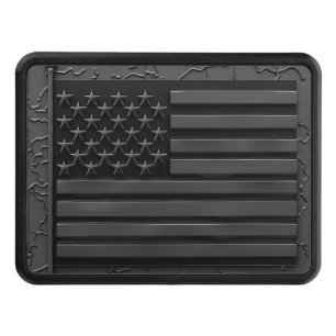 Black on black embossed American flag hitch cover