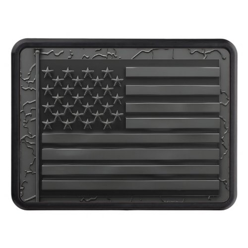 Black on black embossed American flag hitch cover