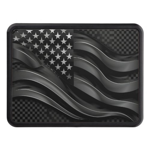 Black on black embossed American flag hitch cover