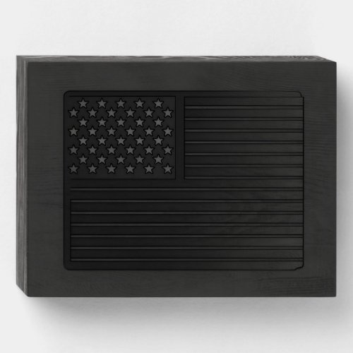 Black on black embossed American flag  Wooden Box Sign