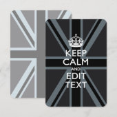 Black on Black  Keep Calm and Your Text Union Jack (Front/Back)