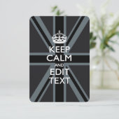 Black on Black  Keep Calm and Your Text Union Jack (Standing Front)
