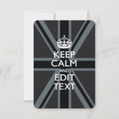 Black on Black Keep Calm and Your Text Union Jack (Front)