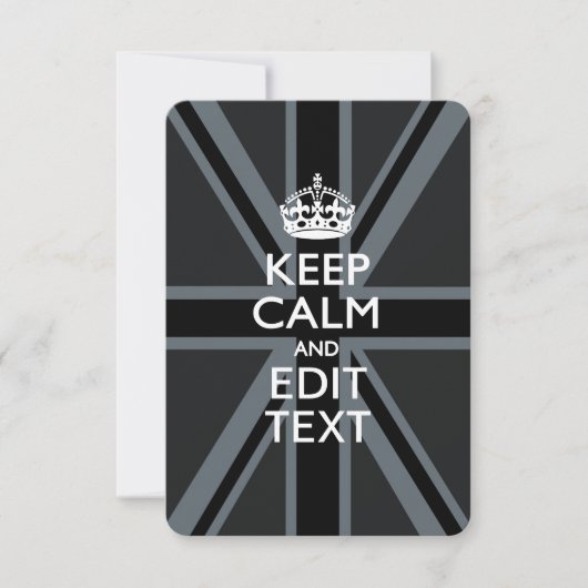 Black on Black  Keep Calm and Your Text Union Jack (Front)