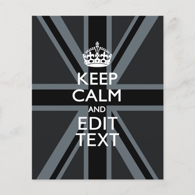 Black on Black  Keep Calm and Your Text Union Jack Flyer (Front)