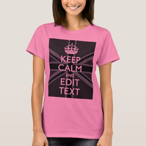 Black on Black  Keep Calm and Your Text Union Jack T_Shirt