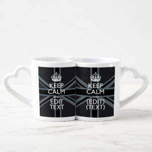 Black on Black  Keep Calm Get Your Text Union Jack Coffee Mug Set