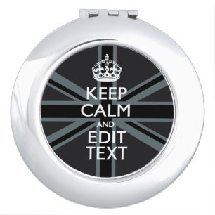 Black on Black Keep Calm Get Your Text Union Jack Makeup Mirror