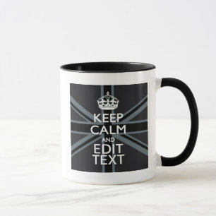 Black on Black Keep Calm Get Your Text Union Jack Mug