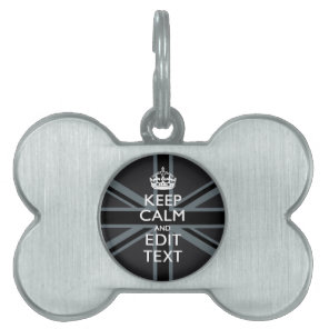 Black on Black  Keep Calm Get Your Text Union Jack Pet Tag