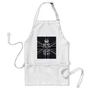 Black on Black Keep Calm Personalized Union Jack Adult Apron