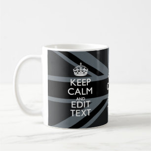 Black on Black Keep Calm Personalized Union Jack Coffee Mug
