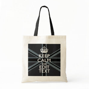 Black on Black  Keep Calm Personalized Union Jack Tote Bag