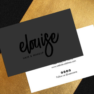 Black on Black Modern Brush Script Beauty Business Card