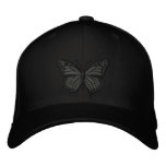 Black On Black Monarch Butterfly Embroidered Baseball Hat at Zazzle