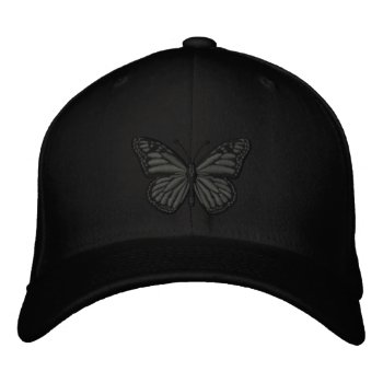 Black On Black Monarch Butterfly Embroidered Baseball Hat by TigerDen at Zazzle