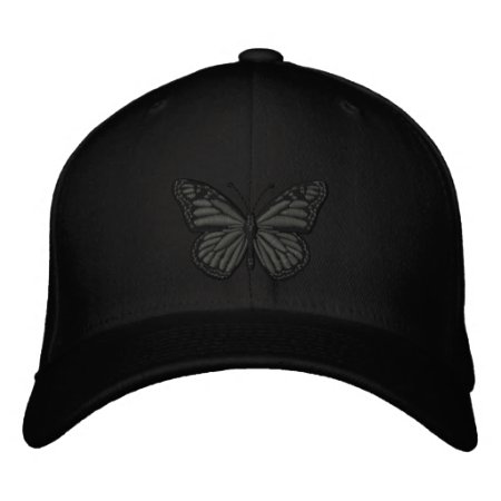 Black On Black Monarch Butterfly Embroidered Baseball Hat