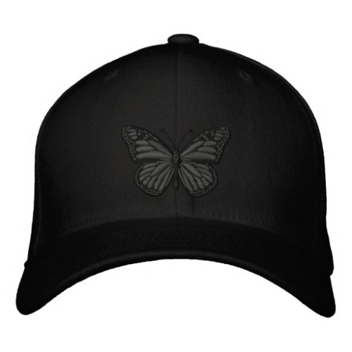 Black on Black Monarch Butterfly Embroidered Baseball Hat