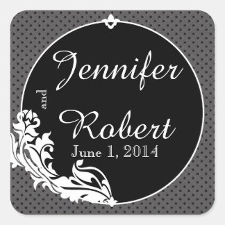 Black on Black Polka Dots Wedding Envelope Seal