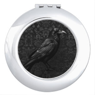 Black on Black Raven Design Compact Mirror