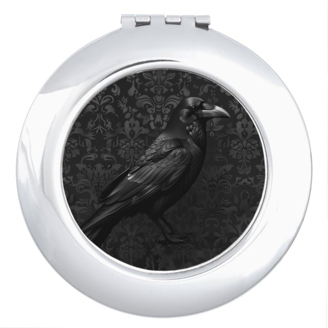 Black on Black Raven Design Compact Mirror (Front)