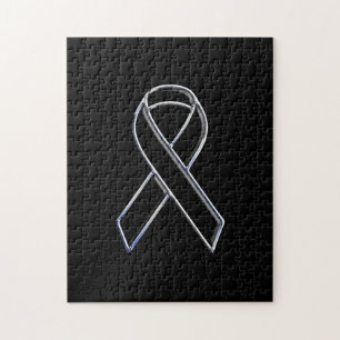 Black on Black Ribbon Awareness Jigsaw Puzzle