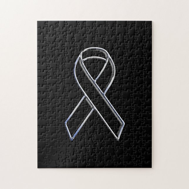 Black on Black Ribbon Awareness Jigsaw Puzzle (Vertical)