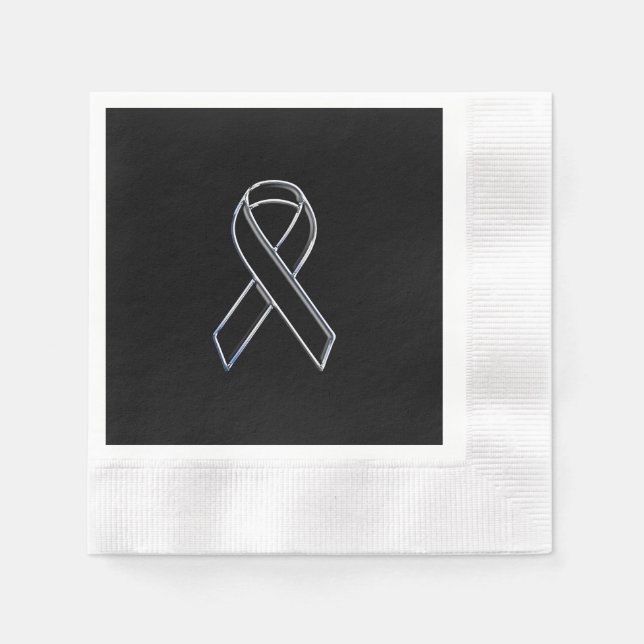 Black on Black Ribbon Awareness Napkins (Front)