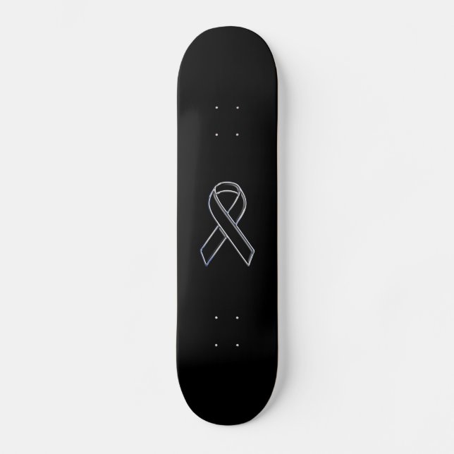Black on Black Ribbon Awareness Skateboard Deck (Front)