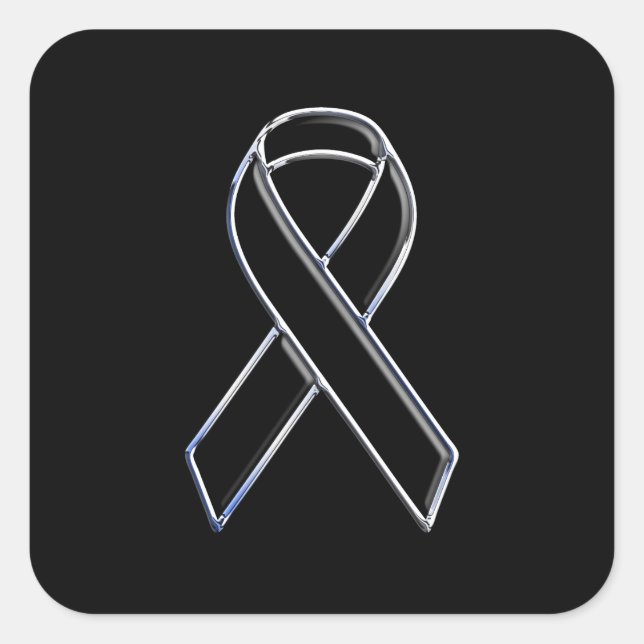 Black on Black Ribbon Awareness Square Sticker (Front)