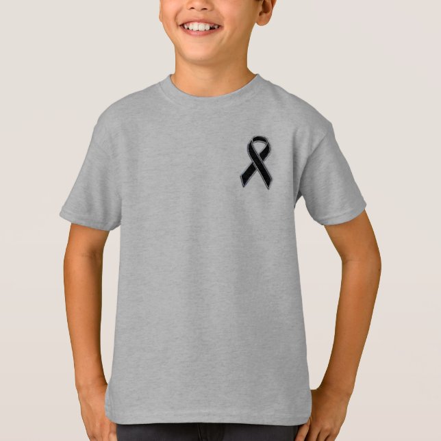Black on Black Ribbon Awareness T-Shirt (Front)