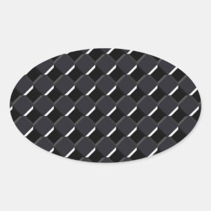 Black on Black Style Checkers Oval Sticker