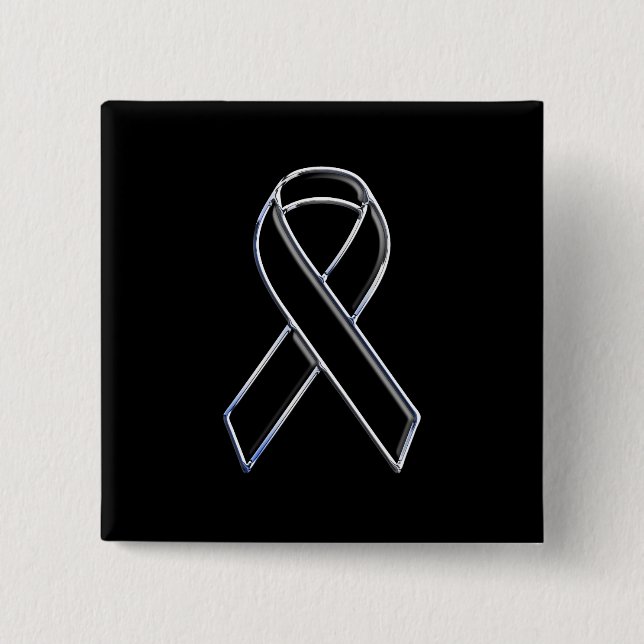 Black on Black Style Ribbon Awareness Button (Front)