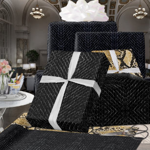 Black On Black Viper Exotic Snakeskin Wrapping Paper