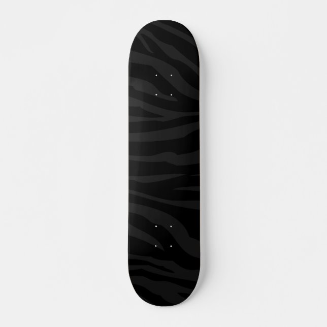 Black on Black Zebra Print Old School Skateboard Deck (Front)