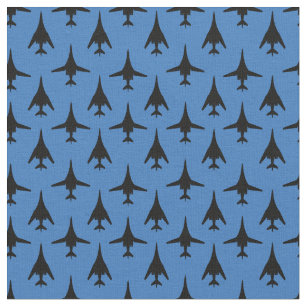 Black on Blue B-1 Spirit Bomber Pattern Fabric