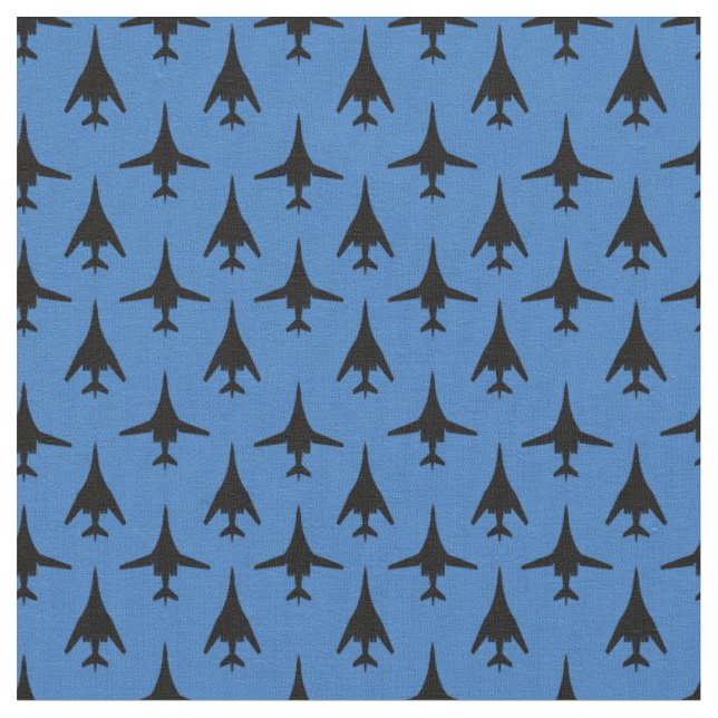 Black on Blue B-1 Spirit Bomber Pattern Fabric (Close Up)