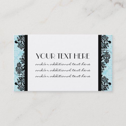 Black on Blue Damask Business Card Template