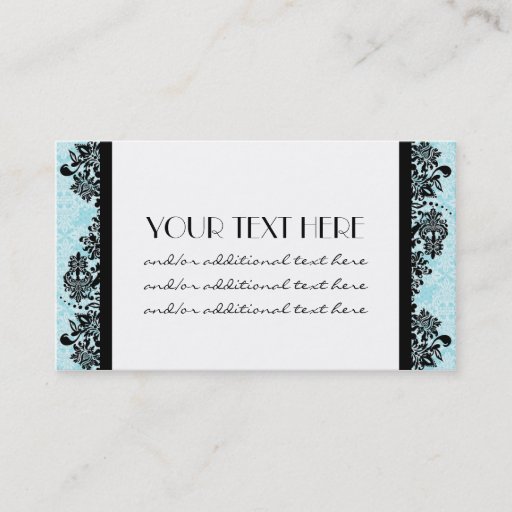 Customizable Black on Blue Damask Business Card Template